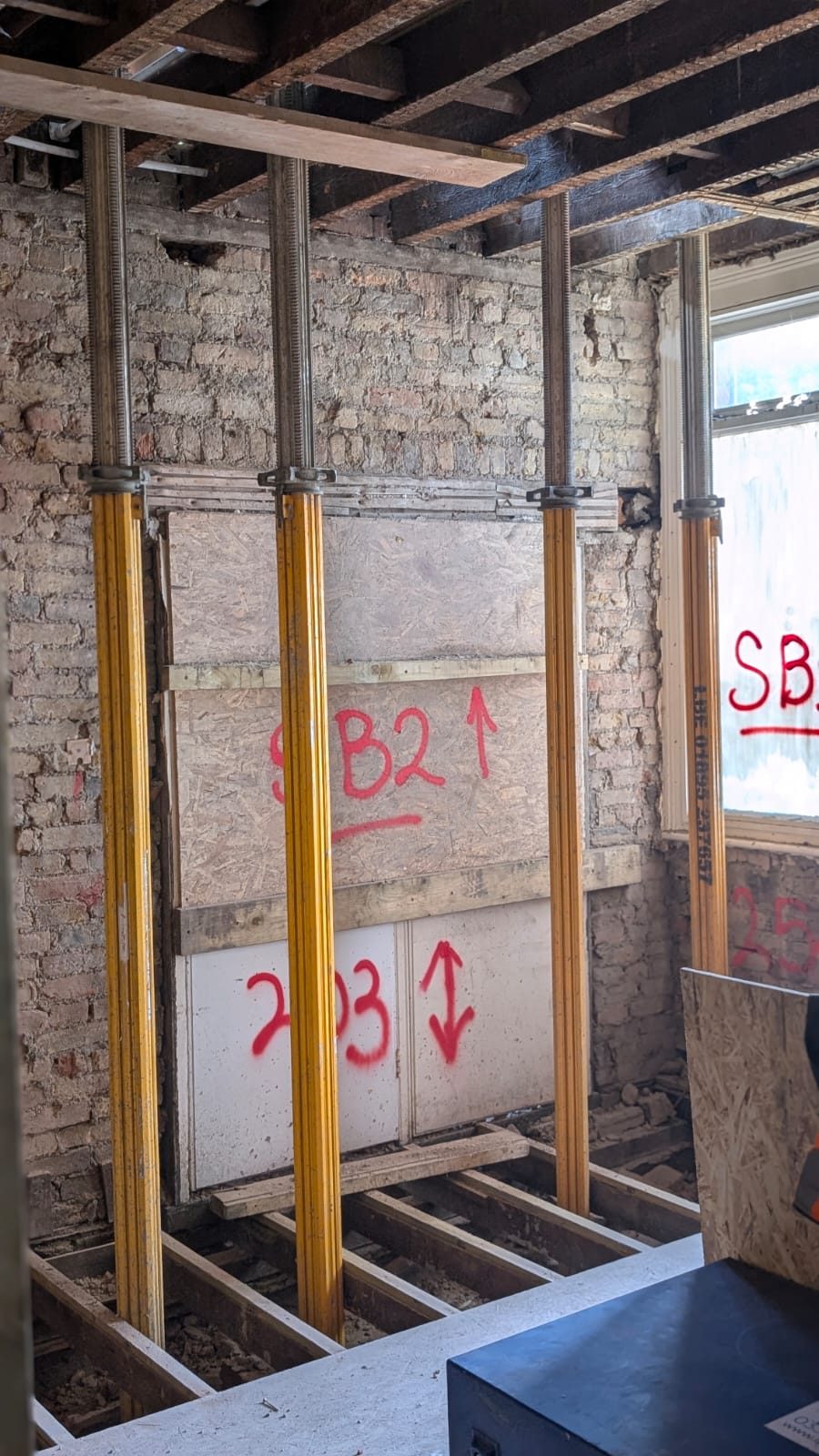 Structural set-out marked in red on site